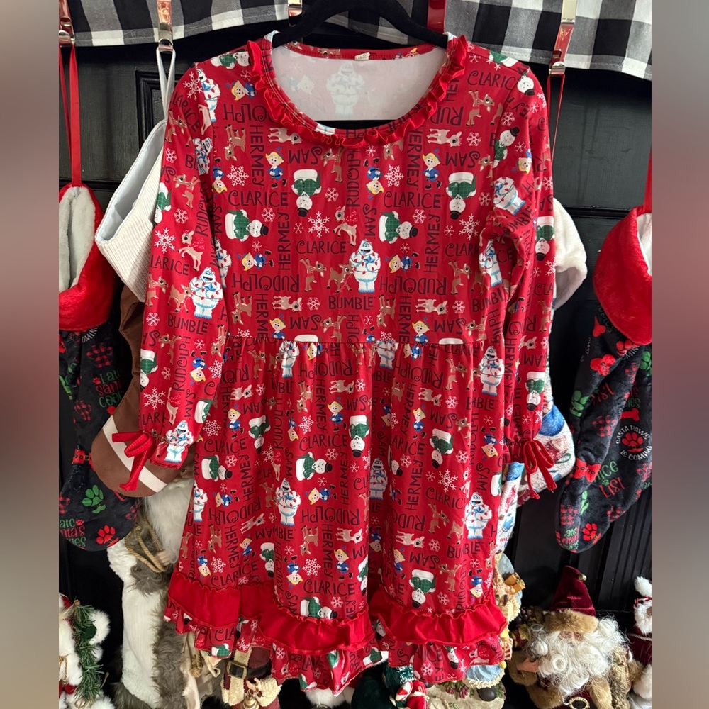 Boutique Rudolph Bumble Red Christmas Holiday Dress girls 14/16